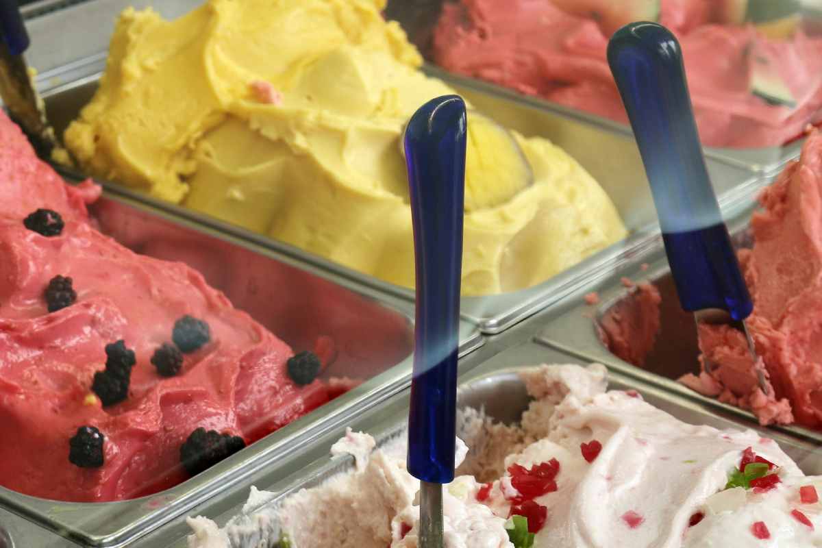 Espositore con dei gelati artigianali