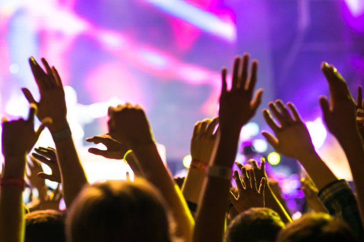 Braccia alzate del pubblico a un concerto