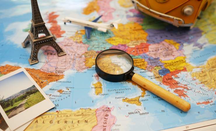 mappa per vacanze, con foto e tour eiffel