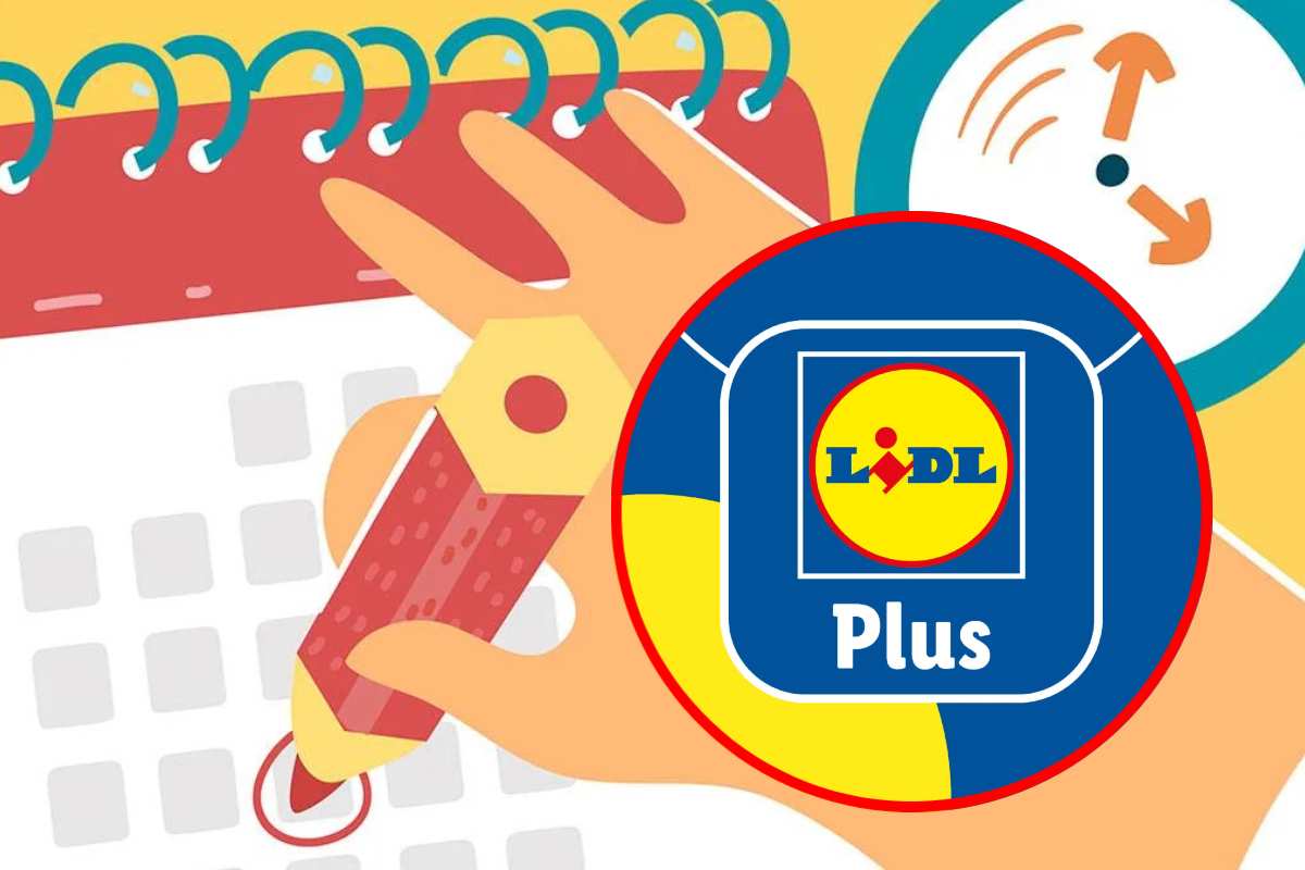 Grafica del calendario sul sito di LIDL e, in evidenza, il logo del discount