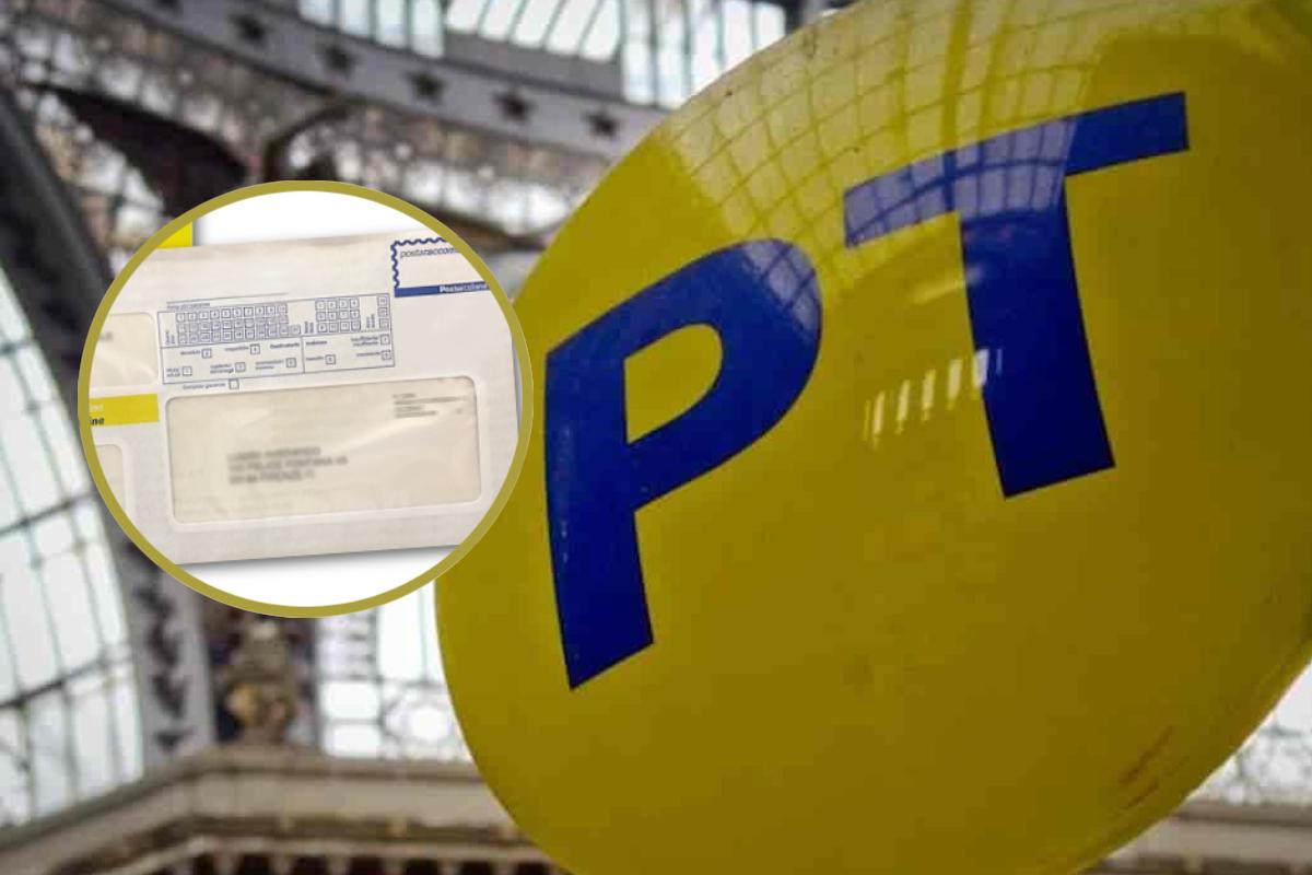 Il logo di Poste Italiane e, in evidenza, una raccomandata