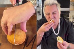 Collage Andrea Mainardi e la burrata impanata