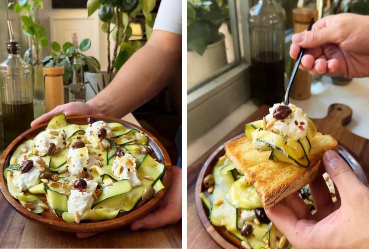 collage di zucchine con formaggio e olive