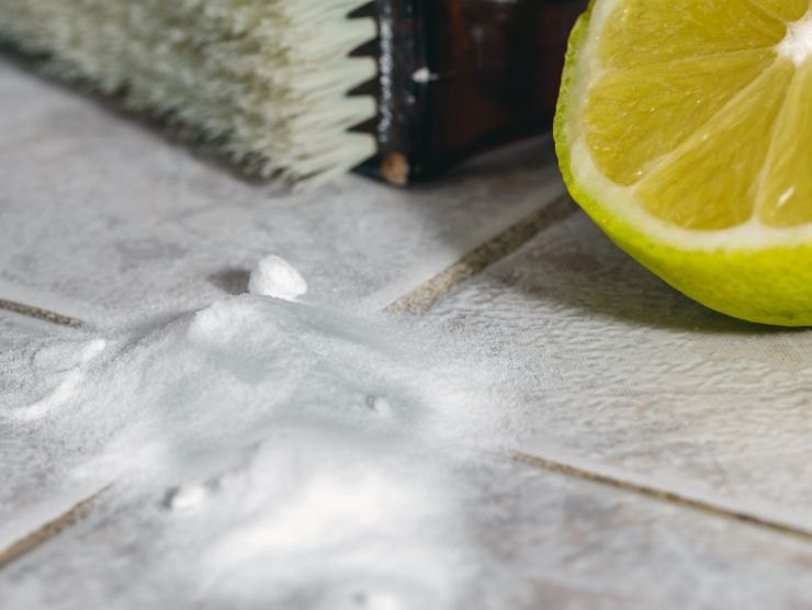 pavimento, limone e bicarbonato