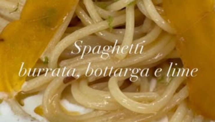 Spaghetti burrata, bottarga e lime